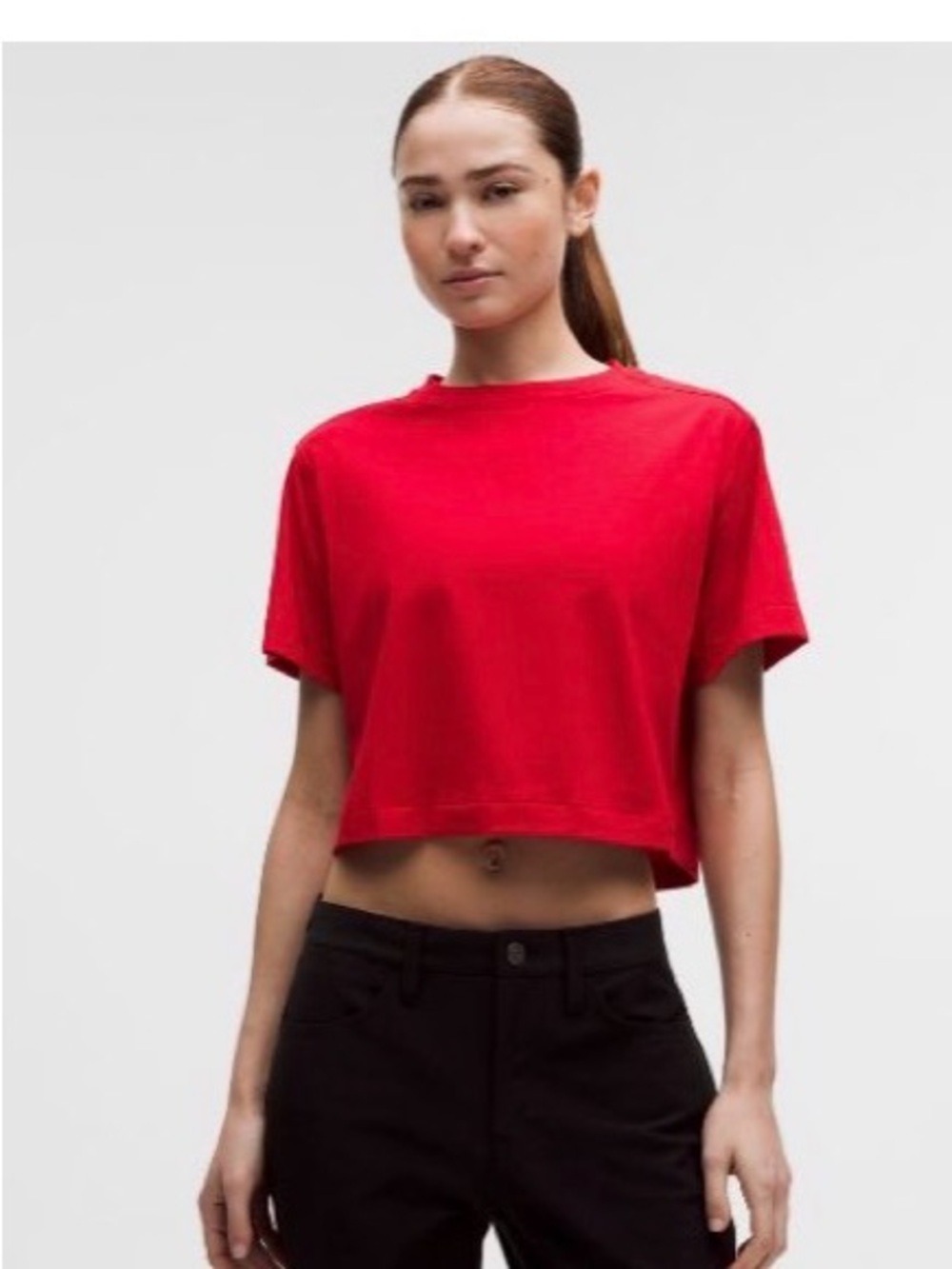 lululemon athletica Red Cropped Crew Tee